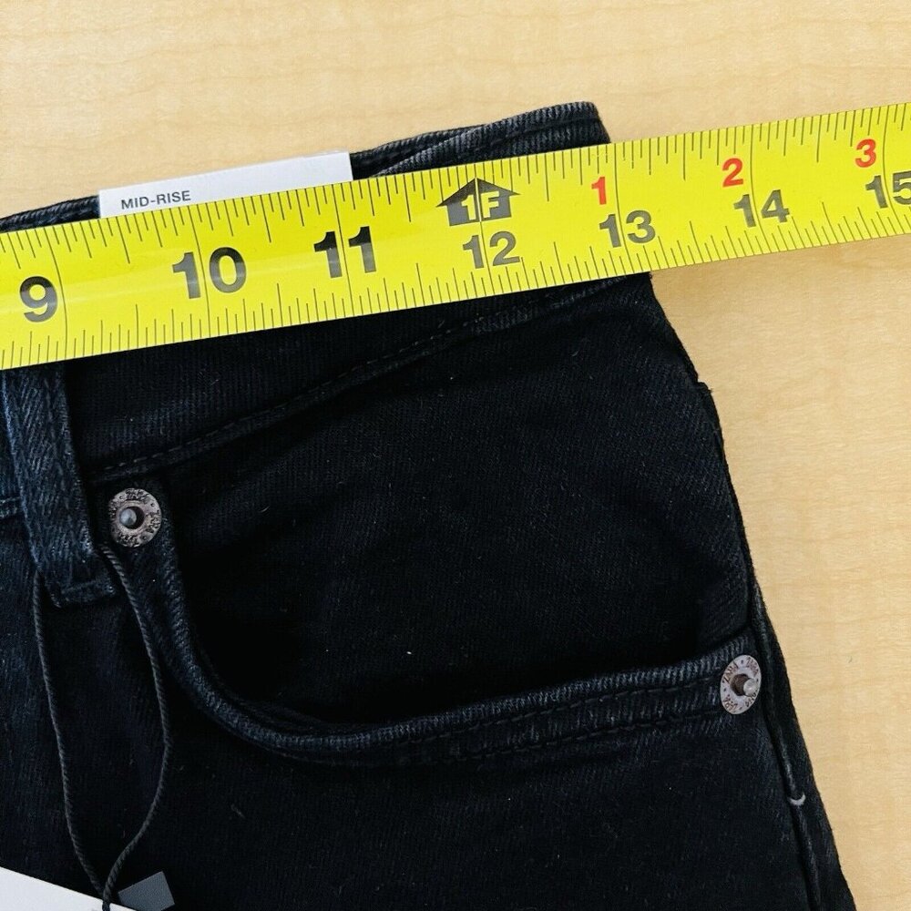 NWT ZARA Women Black Denim Cropped Jeans Sz 2 Flare Leg Mid Rise Raw Hem Stretch - Picture 8 of 11
